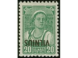 1941, Vilnius 20 Kopeken schwarzgelbgrün, mit kopfstehendem Aufdruck, postfrisch, tadellos, sign. JL sowie Fotoattest Krischk