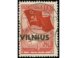 1941, Nordpol 80 Kopeken karmin, mit Aufdruckfehler “weiter Abstand zwischen I und U in Vilnius, sauber und zentrisch gestemp