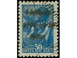 1941, 30 Kopeken violettultramarin, mit schwarzem, doppelten Aufdruck mit Aufdruckfehler “Vi statt VI im Datum”, der 2. Aufdr