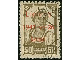 1941, 50 Kopeken braun, mit braunrotem Aufdruck in Aufdrucktype I, sauber gestempelt, tadellos, sign. Dub und Fotoattest Kris