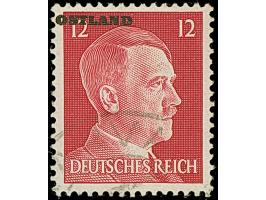 1941, Hitler 12 Pfennig lilarot, mit Aufdruck links oben, sauber gestempelt “NARVA”, tadellos. Eine sehr seltene Marke, ProFi