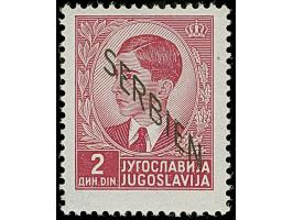 1941, 2 Dinar lilakarmin, mit Aufdruck “SERBIEN” und der Netzunterdruck nur im Blinddruck, postfrisch, tadellos. Eine erstaun