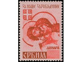 1941, Kriegsgefangene 2 Din. dunkelbräunlichrot/dunkelrot, Spitzen nach unten, mit fehlender Wertziffer, postfrisch, tadellos