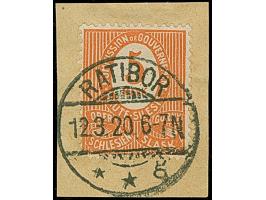 1920, Ziffern 5 Mark dunkelrotorange, mit Plattenfehler “zweites O in COMMISSION unten offen”, sauber mit klarem Stempel “RAT