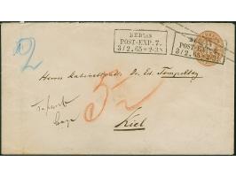 Umschlag 3 Sgr. ocker mit sauber auf- und nebengesetztem Ra3 "BERLIN POST-EXP.7. 3/2.65" an den Kabinettsrat Dr. Ernst Eduard