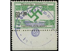 1944, Luboml 6-60 Pfennig, einheitlich als Unterrandstücke, je sauber mit Dienstiegel entwertet, tadellos, sign. Zirath BPP