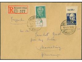 1952, Persönlichkeiten 80 Pfg. auf gestrichenem Papier mit Lacküberzug, zusammen mit Pieck 5 Pfg., sauber mit Stempel “BAD LA