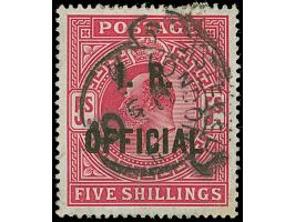 1902, I.R. OFFICIAL: Edward VII 5s. carmine rose, fresh colour and good centering and perforation, neatly used with hooded “L