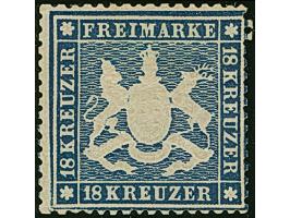 18 Kr. blau, farbfrisch und für diese schwierige Ausgabe sehr gut gezähnt, ungebraucht mit Originalgummi. Einwandfrei. Ein sc