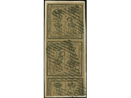 10/4 Ggr. auf graubraun als senkrechte Einheit, farbfrisch und allseits breitrandig, mit sauberer Nr. "8" BRAUNSCHWEIG auf Br