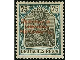 1920, 75 Pfennig mit rotem Probeaufdruck in engem Zeilenabstand, sauber ungebraucht, winziger Stockpunkt, sonst tadellos, ein