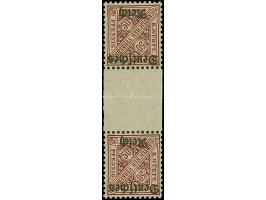 1920, 5 Pfg. - 1M. je im senkrechten Zwischenstegpaar kpl., postfrisch, wie üblich im Steg mit waagerechter Faltung, in tadel