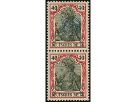 Germania 40 Pfennig lilarot/schwarz, senkrechtes Paar, dabei die untere Marke ohne Aufdruck, postfrisch, tadellos, eine sehr 