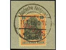 1919, Aufdrucktype II, roter Aufdruck: Germania 25 Pfennig rotorange auf gelbweiß, kopfstehender Aufdruck, farbfrisch und gut