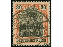 1920, Germania 30 Pfennig dunkelrotorange/schwarz auf orangeweiß, farbfrisch und gut gezähnt, sauber gestempelte “HEYDEKRUG 2