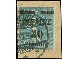 1922, Säerin 50 Pfennig auf 50 Cent preußischblau, farbfrisch und gut gezähnt, sauber mit Stempel “LÖMPÖNEN” auf Briefstück, 