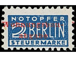 2 Pfg. blau gezähnt K 11 : 11¼, mit Wasserzeichen 1W und rotem Aulendorfer Aufdruck, postfrisch, in tadelloser Erhaltung, sig
