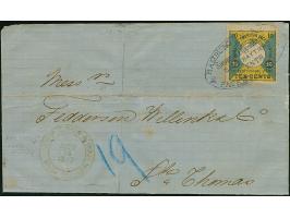 1875, 10C. schwarz/blaugrün/gelb, Oberrandstück,oben ungezähnt, sauber mit Agenturstempel “HAMBURG AMERICA PACKET COMPANY Sie