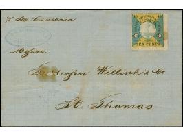 1875, 10C. schwarz/blaugrün/gelb, rechts ungezähnt, sauber mit blauem Ankerstempel auf Faltbriefhülle mit nebengesetztem Abse