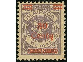 1923, 24-Werte Fehldruck 30 Centu auf 40 Mark mit rotem Aufdruck, mit Aufdruckfehler "3 von 30 mit Haken" von Aufdruckfeld 21