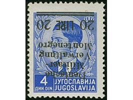 1943, 20 Lire auf 4 Dinar, kopfstehender Aufdruck in Type III, postfrisch, zwei winzige Stockpunkte, sonst tadellos. Eine sel