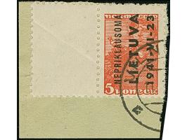 1941, 5 Kopeken bräunlichrot, links mit komplett gezähntem Leerfeld in Markengröße, sauber gestempelt auf Briefstück, tadello