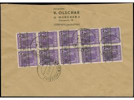 Band auf Arbeiter 6 Pfg. im senkrechten 10er-Block mit Stempel “MÜNCHEN 4.9.48” als tarifgerechte Mehrfachfrankatur rückseiti
