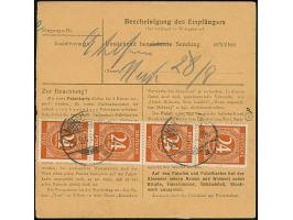 Ziffer 24 Pfg. schwärzlichrötlichorange im senkrechten 4er-Streifen und Einzelwert je mit Stempel “NORDDEICH 25.9.46” vorder-