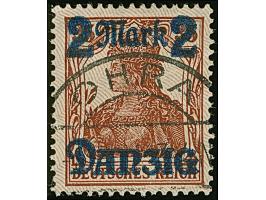 1920, Germania mit Netzunterdruck in lebhaftlilagrau, Spitzen nach unten: 2 Mark auf 35 Pfennig, mit Aufdruckfehler “Bruch du