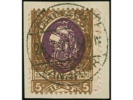 1921, Kogge 5 Pfennig, mit doppeltem Rahmen, farbfrisch und gut durchstochen, sauber mit Stempel “DANZIG-LANGFUHR 26.7.21” au