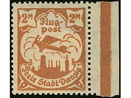 1921, Flugpost 2 Mark, großflächig auf geklebter Papierbahn, postfrisch, herstellungsbedingte Gummiunebenheiten, tadellos, se