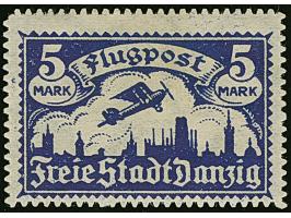 1921, Flugpost 5 Mark, liegendes Wasserzeichen, sauber ungebraucht, herstellungsbedingte Papierfalte, tadellos, Fotoattest So
