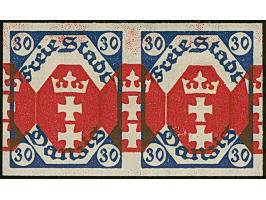 1921, Staatswappen 30 Pfennig, waagerechtes Paar, ungezähnt mit Doppeldruck des Mittelstücks, postfrisch, tadellos, unsignier