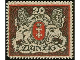 1921, Großes Staatswappen 20 M., Probedruck auf Papier mit stehendem Wasserzeichen und violettem Rosettenunterdruck, sauber u