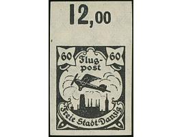 1921, Flugpost 60 Pfg. blauschwarz, ungezähnter Probedruck mit Seitenrand, stehendes Wasserzeichen, postfrisch im Oberrand kl