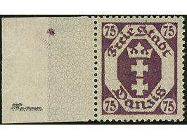 1922, Kleines Staatswappen 75 Pfg. mit Rosettenunterdruck, linkes Seitenrandstück, ungebraucht, tadellos. Der Rosettenunterdr