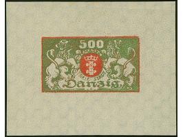 1922, Großes Staatswappen 500 M. grünbronze/rot, Einzelabzug im Kleinbogenformat (68x54mm), stehendes Wasserzeichen, mit Rose