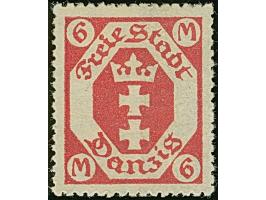 1922, Wappenausgabe mit Wasserzeichen 'kleine Maschen': 6 Mark rotkarmin, farbfrisch, gut zentriert sowie gezähnt, sauber ung