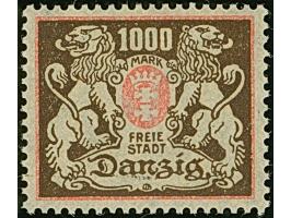 1923, Großes Staatswappen 1000 Mark, mit stehendem Wasserzeichen, in typisch blasser Farbgebung, postfrisch, tadellos, u.a. s