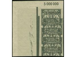 1923, Großes Staatswappen 500000 Mark, ungezähnter senkrechter Dreierstreifen aus der rechten oberen Bogenecke mit gleichstar