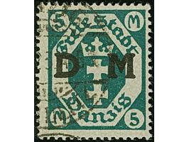 1922, Großes Staatswappen 5 Mark, stehendes Wasserzeichen, farbfrisch und gut gezähnt, sauber zeitgerecht gestempelt, tadello