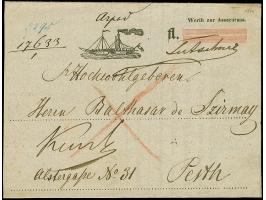 1844, unvollständige gedruckte Quittung der Dampfschiffahrts-Gesellschaft, innen datiert “Wien, 3 April 1844”, betreffend den