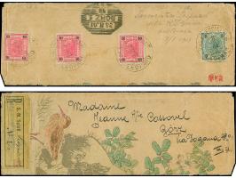 “K.u.K. KRIEGSMARINE LEOPARD 3/8/01”, sauber auf 5 H. und 10 H. (drei Einzelwerte) auf eingeschriebenem dekorativem Brief nac