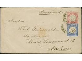 1872, großer Schild 2 Gr. ultramarin, farbfrisch und gut gezähnt, sauber mit Hufeisentempel “DÜSSELDORF () 72" auf Ganzsachen