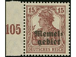 1920, Germania 15 Pfennig braunlila, senkrechte Gummiriffelung, linkes Seitenrandstück, postfrisch, tadellos, Fotoattest Huyl