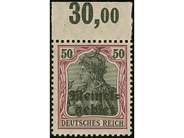 1920, Germania 50 Pfennig auf orangeweiß, Oberrandstück von Feld 6, postfrisch bzw. Falz im Oberrand, tadellos, sign. Hochkep