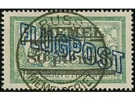 1921, Flugpost 80 pfennig auf 45 Centimes dunkelgrün/grauultramarin auf GC-Papier, farbfrisch und ausgabetypisch gezähnt, sau