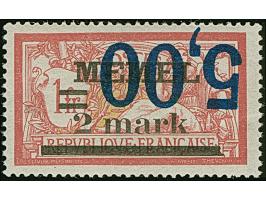1922, 5,00 auf 2 mark auf 60 Centime, kopfstehender Aufdruck, 1921, postfrisch, oben eine Zahnspitze verkürzt, sonst tadellos