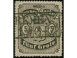 1862, 5 Grote auf mattgraubraun, farbfrisch und gut durchstochen, sauber entwertet durch zentrisch aufgesetzten Ra2. Tadellos