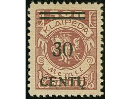 1923, Neue Währungsbezeichnung 30 Centu auf 500 Mark, Probeaufdruck mit Strichen statt Balken über den Wertziffern, Aufdruckt